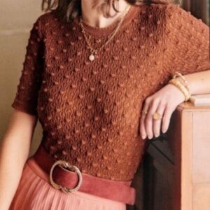 Sezane Marceau Knit Top Brown Small